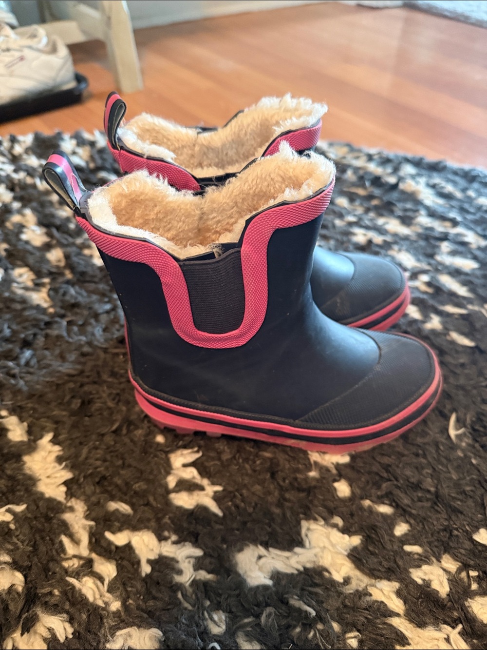 Kids Waterproof Winter Boots with Pink Trim